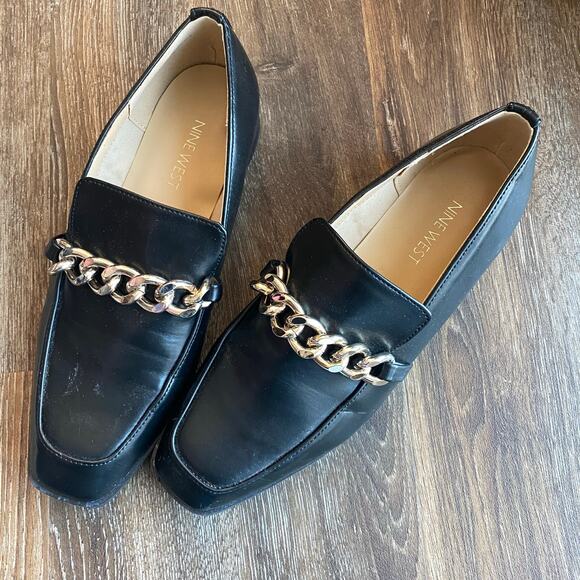Nine West Black Chain Loafers Size 7 - Picture 1 of 6